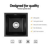Sinks: Cefito Kitchen Sink 38x38cm Granite Stone Sink Single Bowl Black