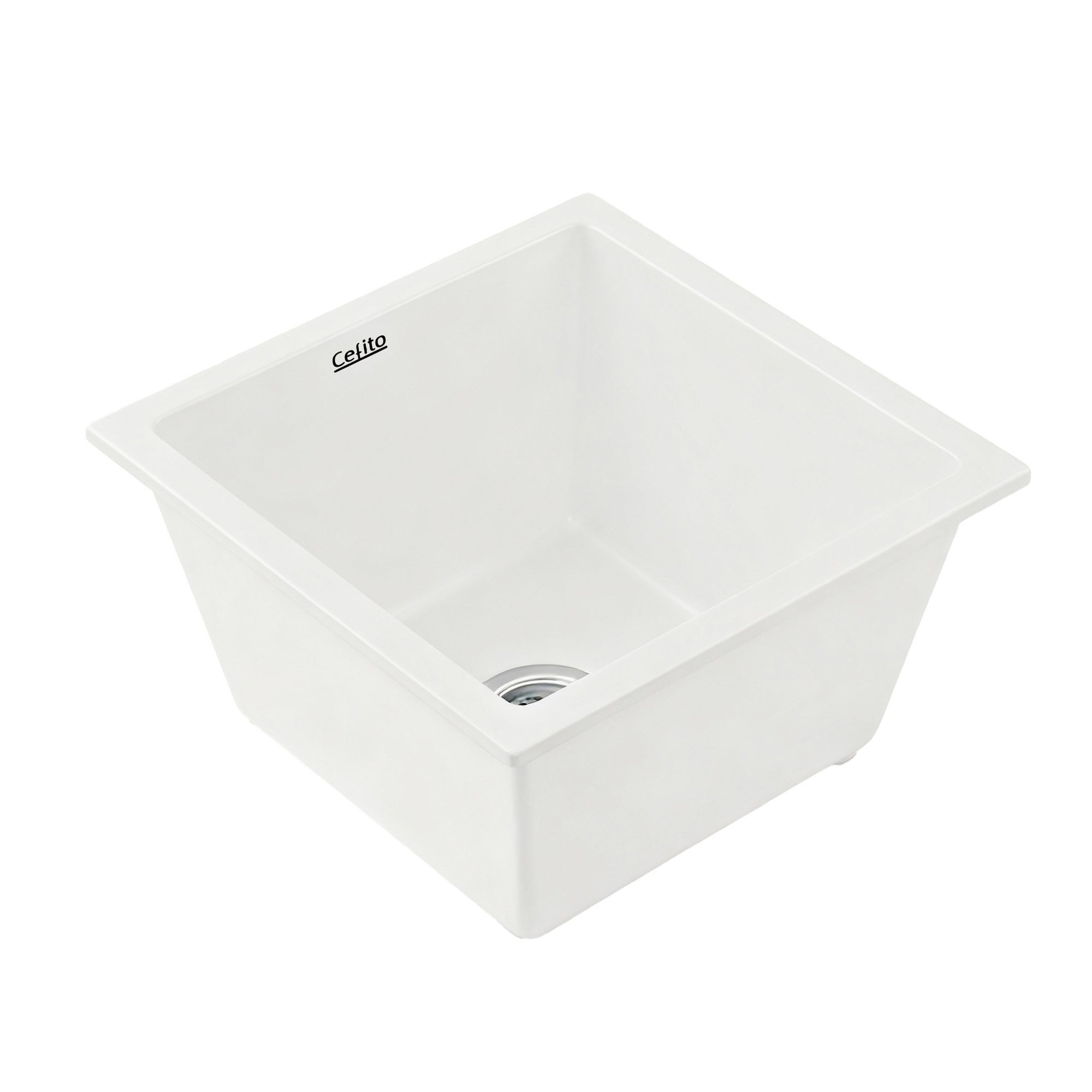 Sinks: Cefito Kitchen Sink 38x38cm Granite Stone Sink Single Bowl White