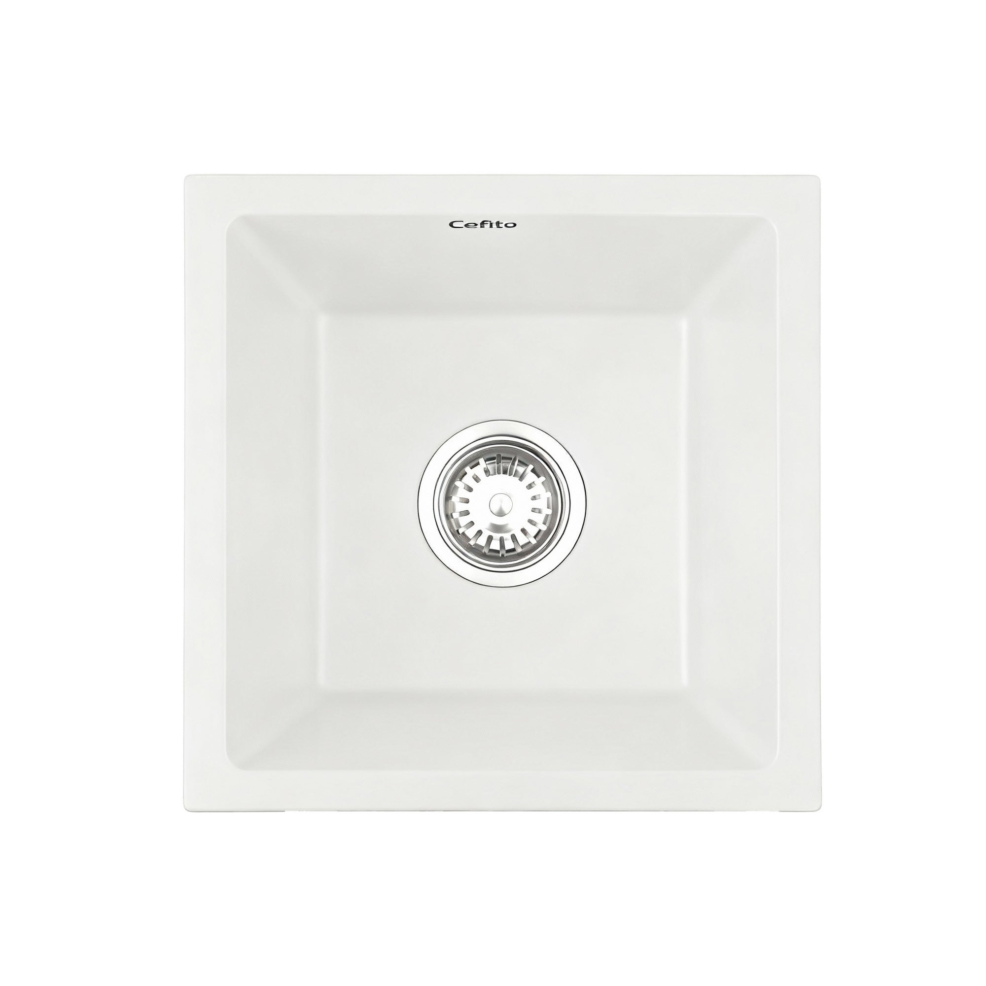 Sinks: Cefito Kitchen Sink 38x38cm Granite Stone Sink Single Bowl White