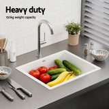 Sinks: Cefito Kitchen Sink 38x38cm Granite Stone Sink Single Bowl White