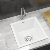 Sinks: Cefito Kitchen Sink 38x38cm Granite Stone Sink Single Bowl White