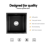Sinks: Cefito Kitchen Sink 45x45cm Granite Stone Sink Single Bowl Black
