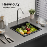 Sinks: Cefito Kitchen Sink 45x45cm Granite Stone Sink Single Bowl Black