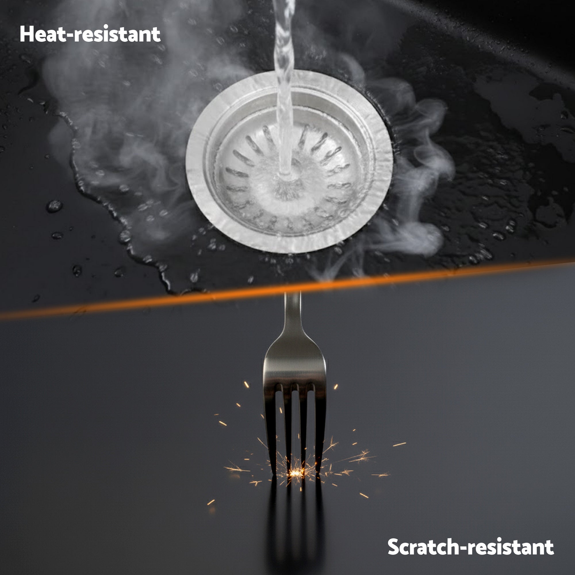 Sinks: Cefito Kitchen Sink 45x45cm Granite Stone Sink Single Bowl Black
