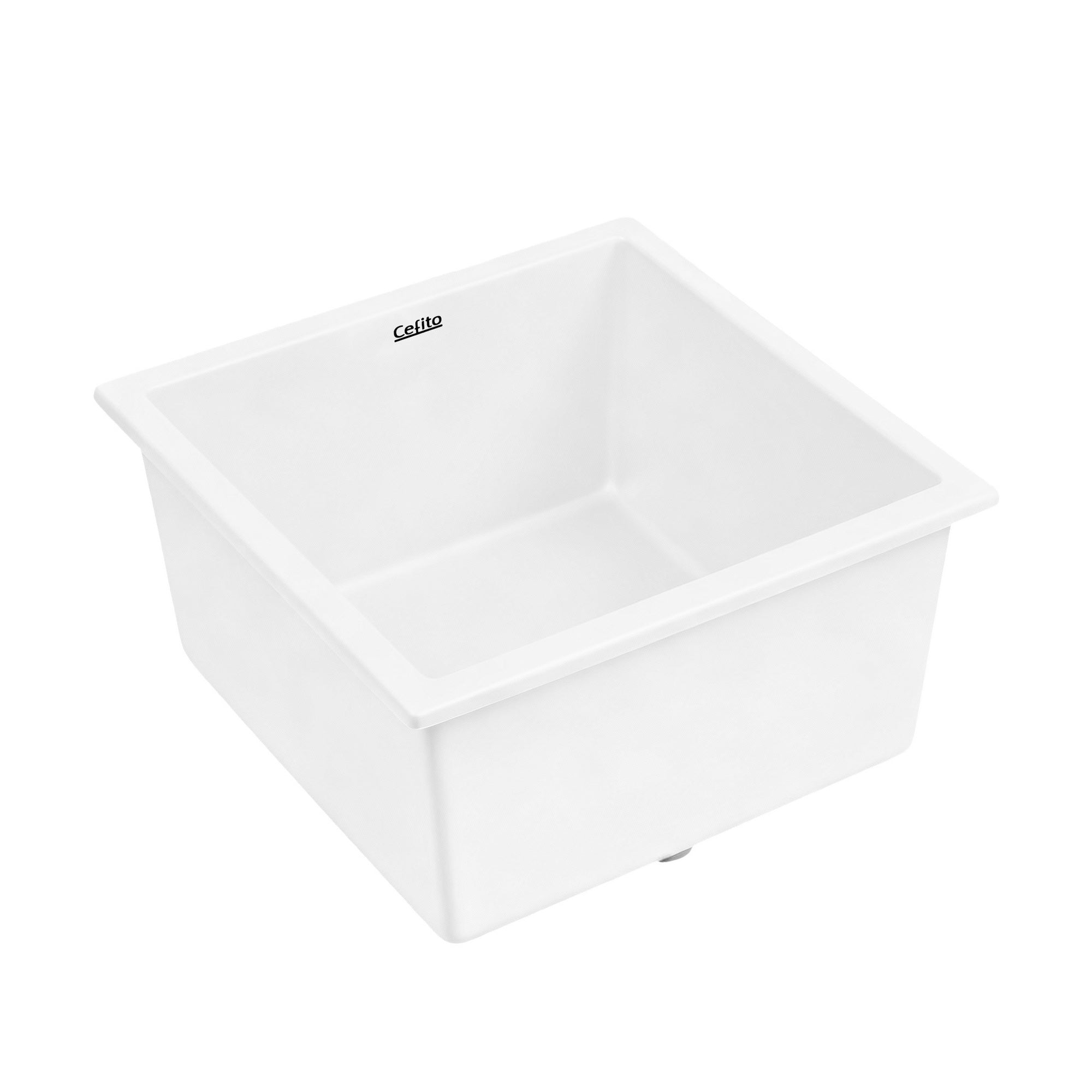 Sinks: Cefito Kitchen Sink 45x45cm Granite Stone Sink Single Bowl White