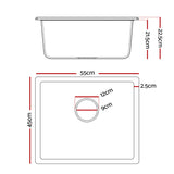 Sinks: Cefito Kitchen Sink 55x45cm Granite Stone Sink Single Bowl Black