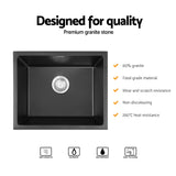 Sinks: Cefito Kitchen Sink 55x45cm Granite Stone Sink Single Bowl Black