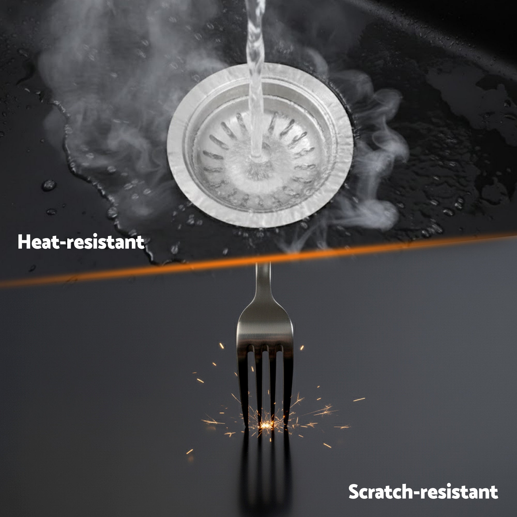 Sinks: Cefito Kitchen Sink 55x45cm Granite Stone Sink Single Bowl Black