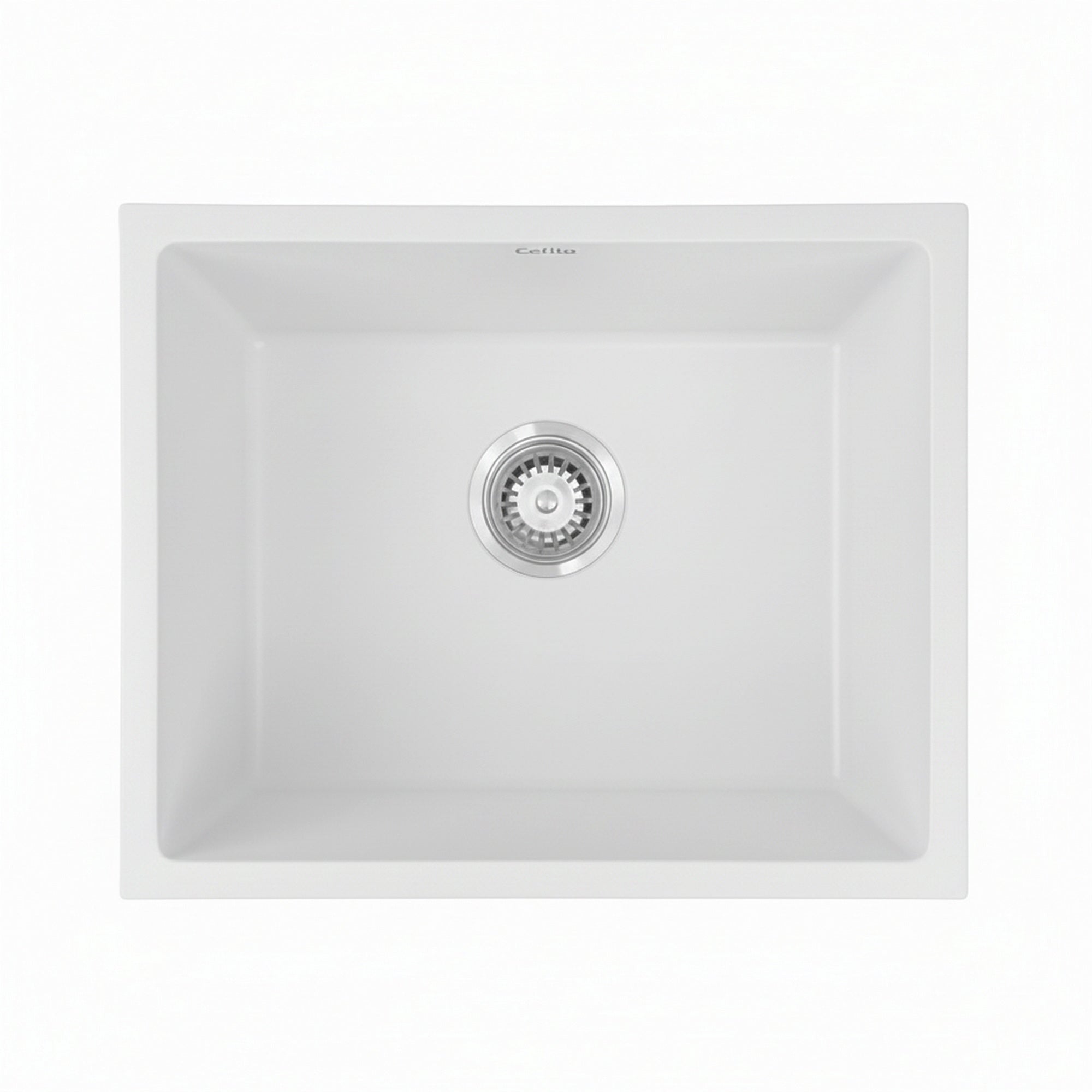 Sinks: Cefito Kitchen Sink 55x45cm Granite Stone Sink Single Bowl White