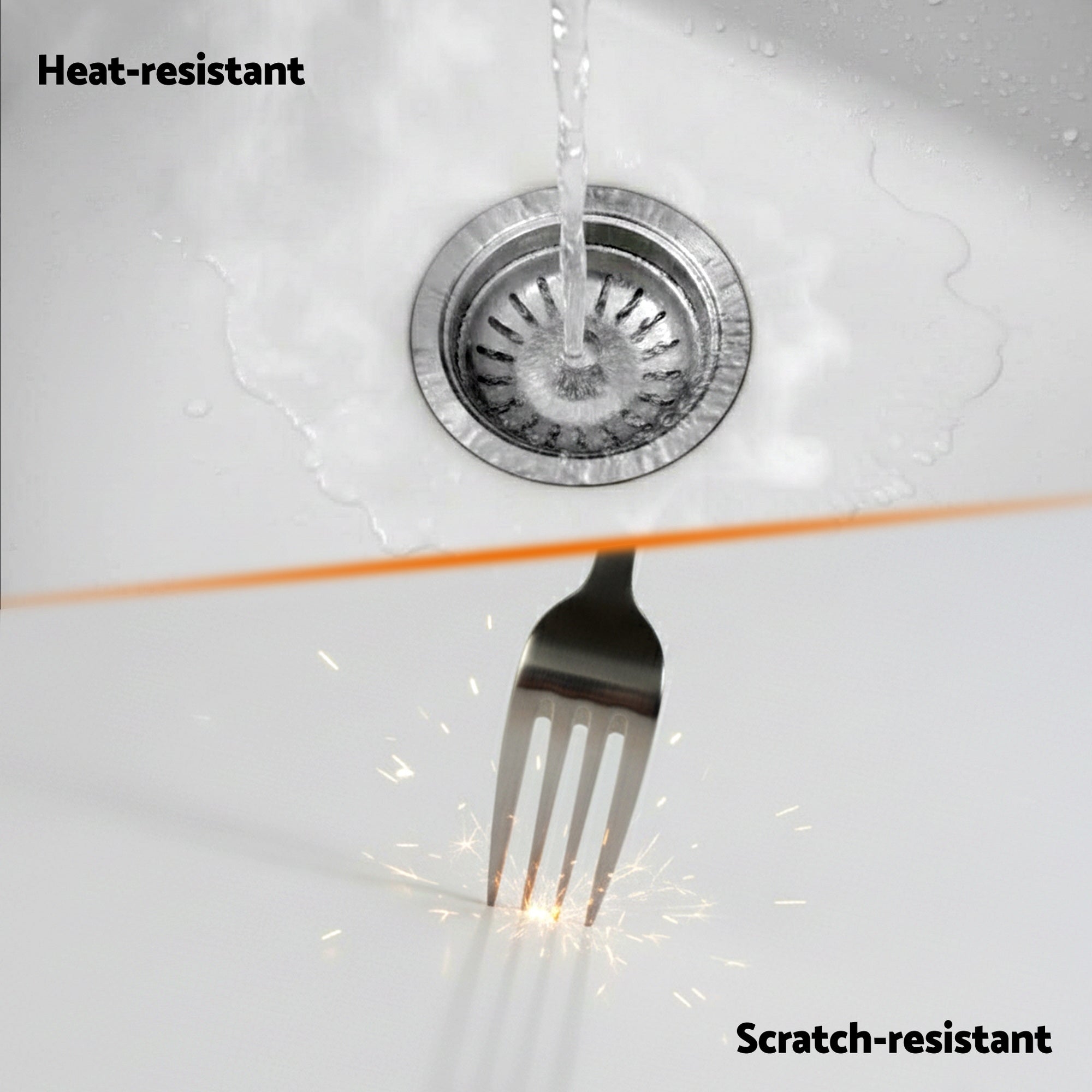 Sinks: Cefito Kitchen Sink 55x45cm Granite Stone Sink Single Bowl White