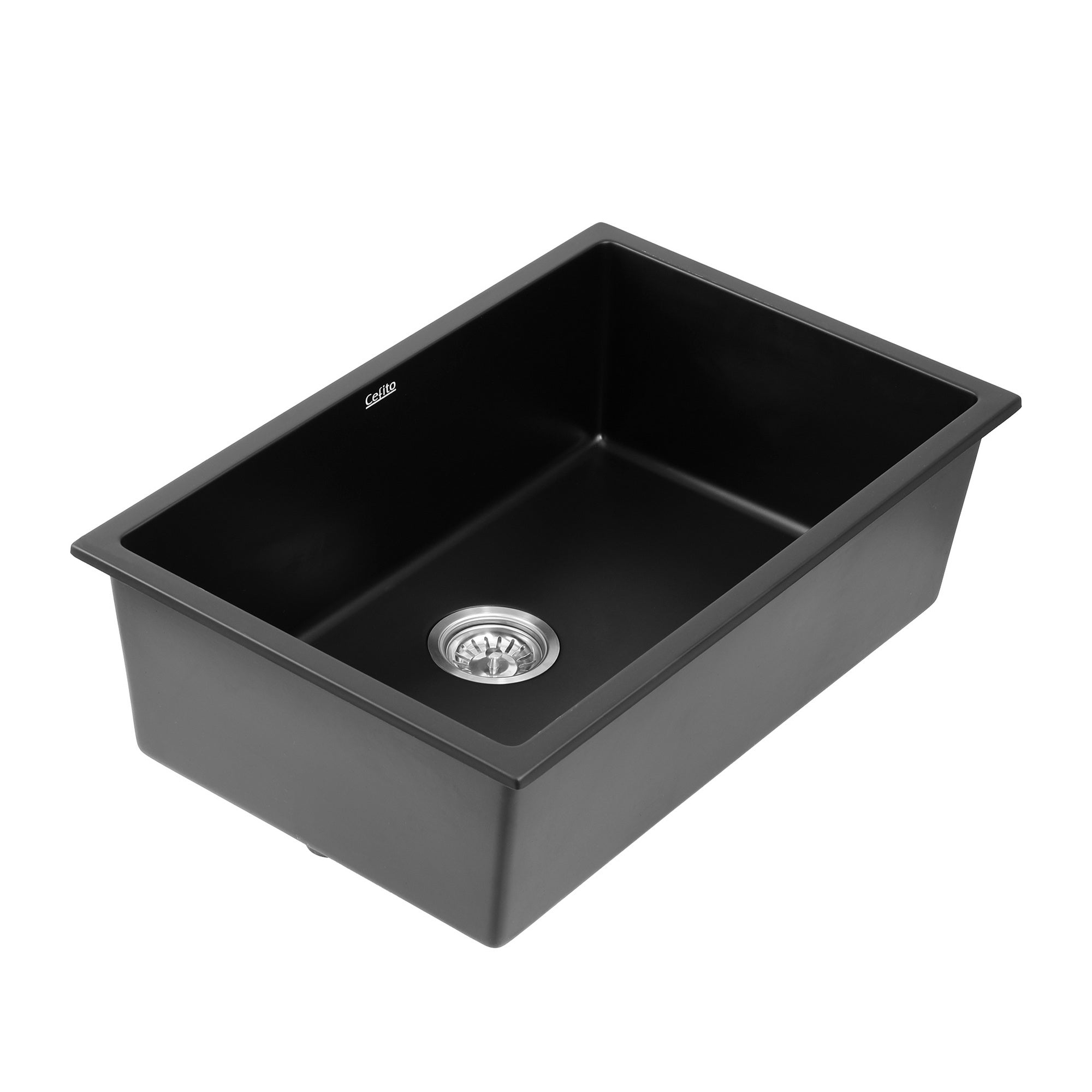 Sinks: Cefito Kitchen Sink 70x45cm Granite Stone Sink Single Bowl Black