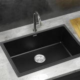 Sinks: Cefito Kitchen Sink 70x45cm Granite Stone Sink Single Bowl Black