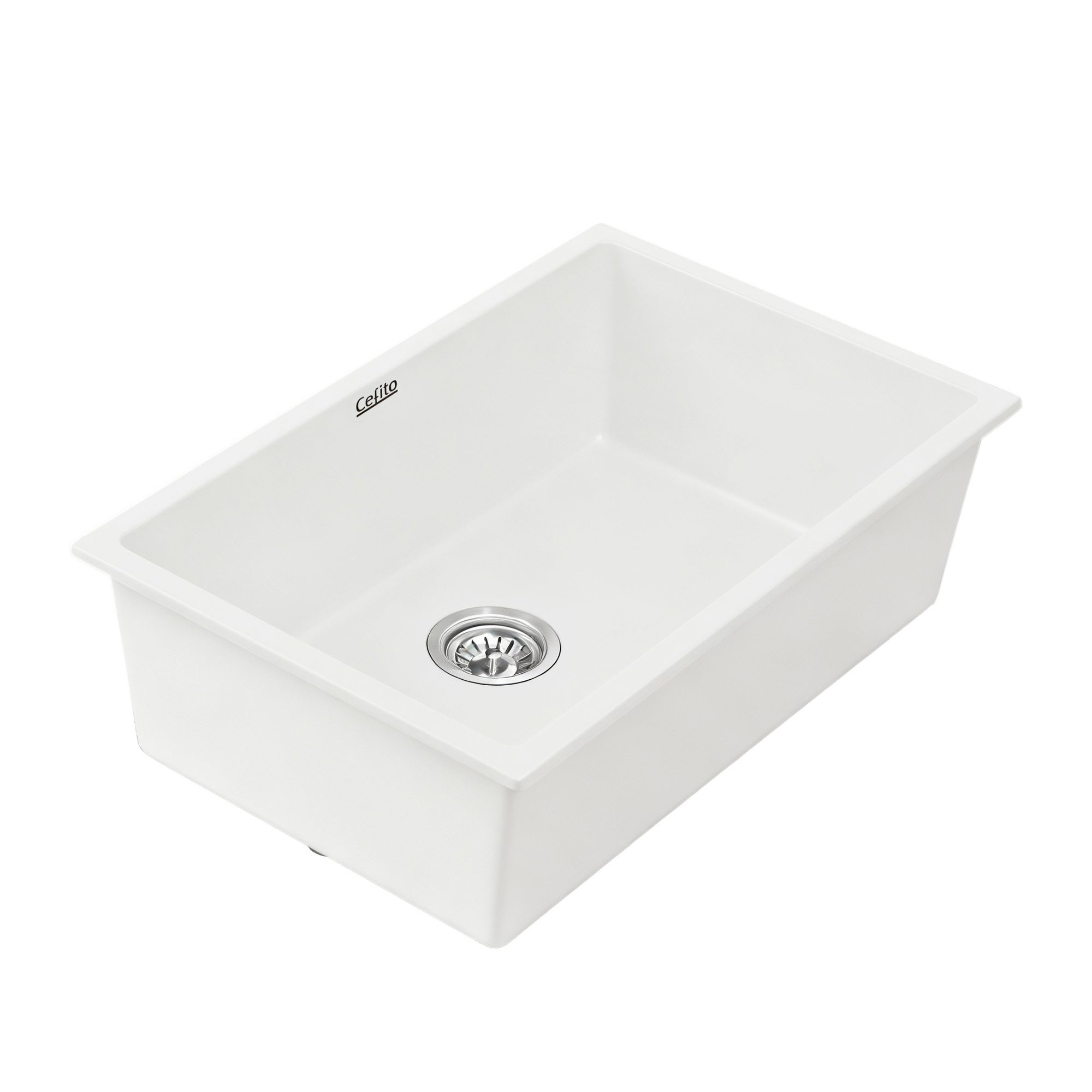 Sinks: Cefito Kitchen Sink 70x45cm Granite Stone Sink Single Bowl White