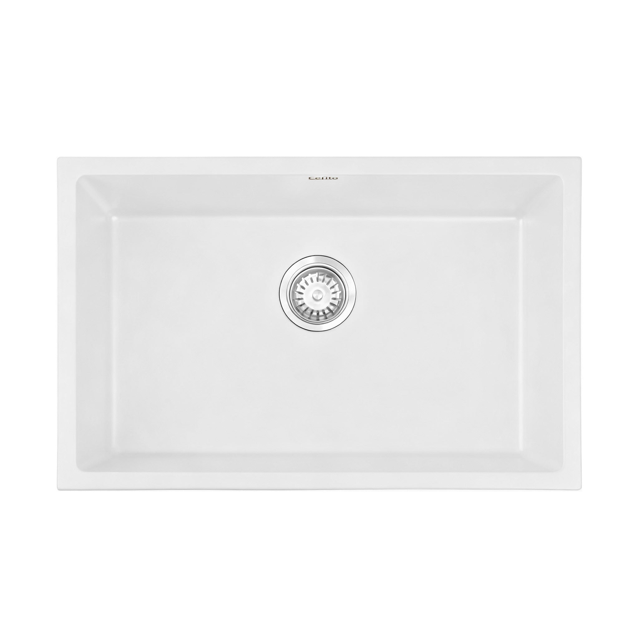 Sinks: Cefito Kitchen Sink 70x45cm Granite Stone Sink Single Bowl White