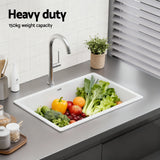Sinks: Cefito Kitchen Sink 70x45cm Granite Stone Sink Single Bowl White