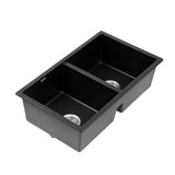 Sinks: Cefito Kitchen Sink 77x45cm Granite Stone Sink Double Bowl Black
