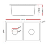 Sinks: Cefito Kitchen Sink 77x45cm Granite Stone Sink Double Bowl Black