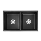 Sinks: Cefito Kitchen Sink 77x45cm Granite Stone Sink Double Bowl Black