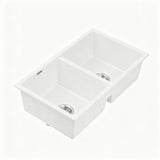 Sinks: Cefito Kitchen Sink 77x45cm Granite Stone Sink Double Bowl White