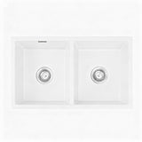 Sinks: Cefito Kitchen Sink 77x45cm Granite Stone Sink Double Bowl White