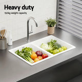 Sinks: Cefito Kitchen Sink 77x45cm Granite Stone Sink Double Bowl White