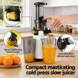Distilling & Brewing: Devanti Slow Juicer Cold Press Fruit Juice Extractor 130W White
