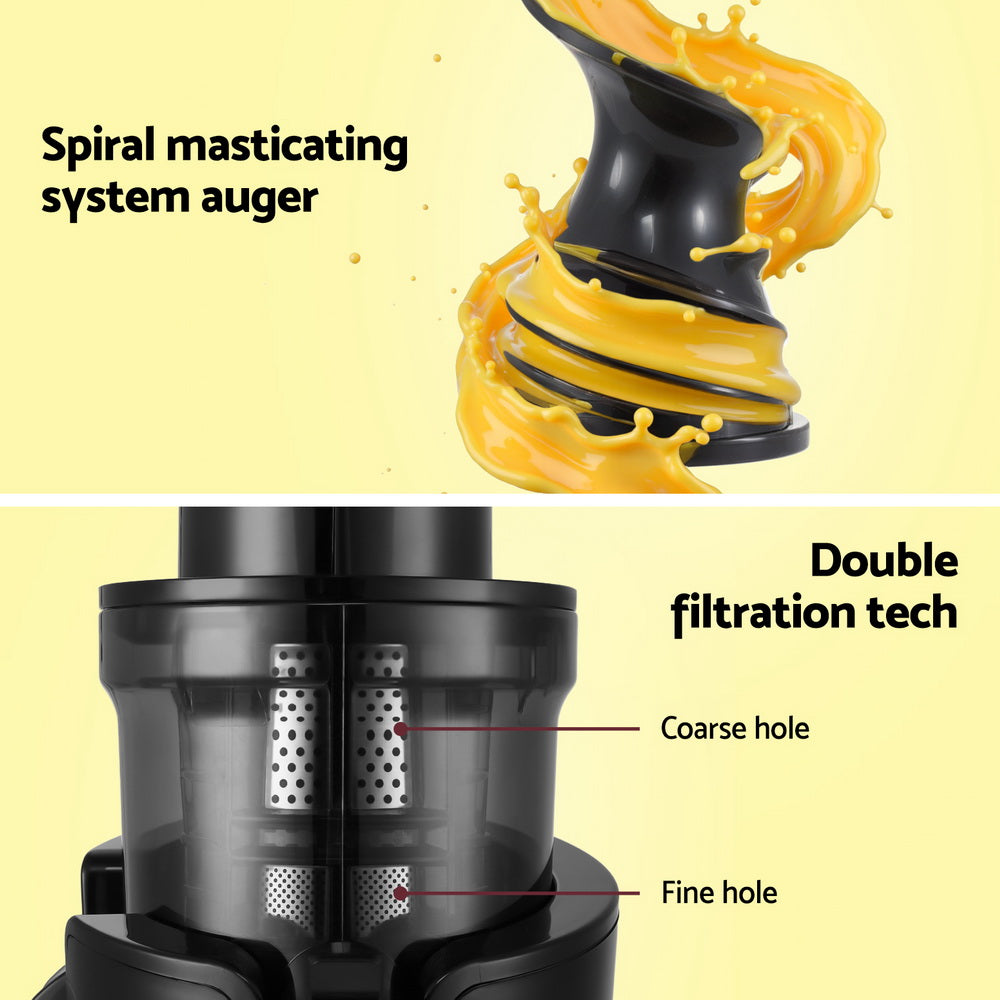 Distilling & Brewing: Devanti Slow Juicer Cold Press Fruit Juice Extractor 200W Black