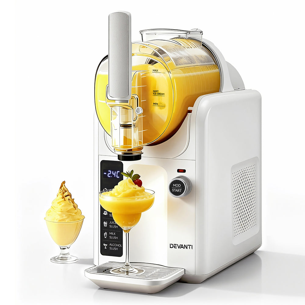 Ice Makers: Devanti 5in1 Slushie Machine Ice Cream Maker 2L White