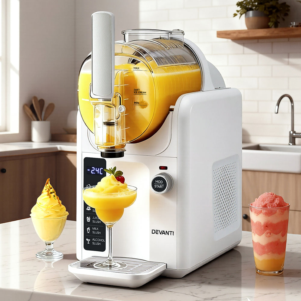 Ice Makers: Devanti 5in1 Slushie Machine Ice Cream Maker 2L White