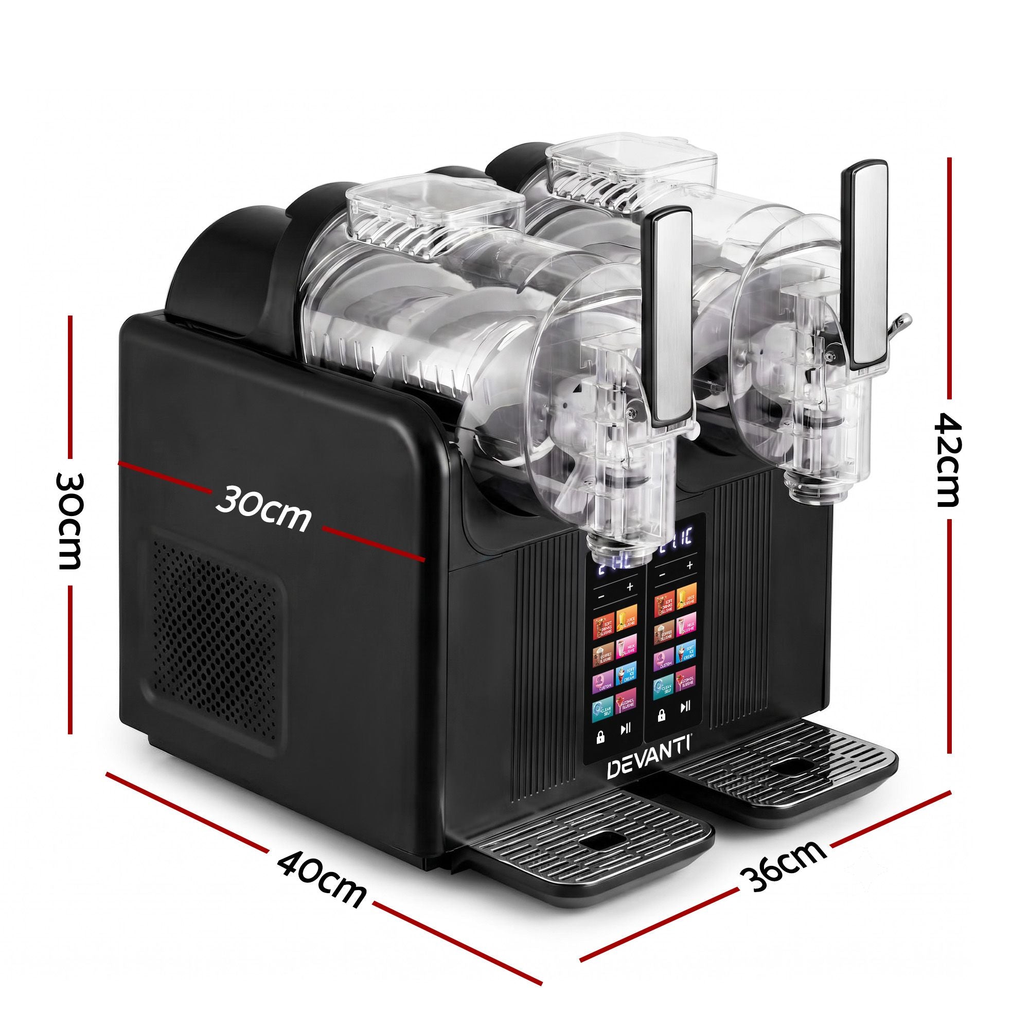 Devanti Slushie Machine 4L Dual Tanks Frozen Drink Ice Cream Maker