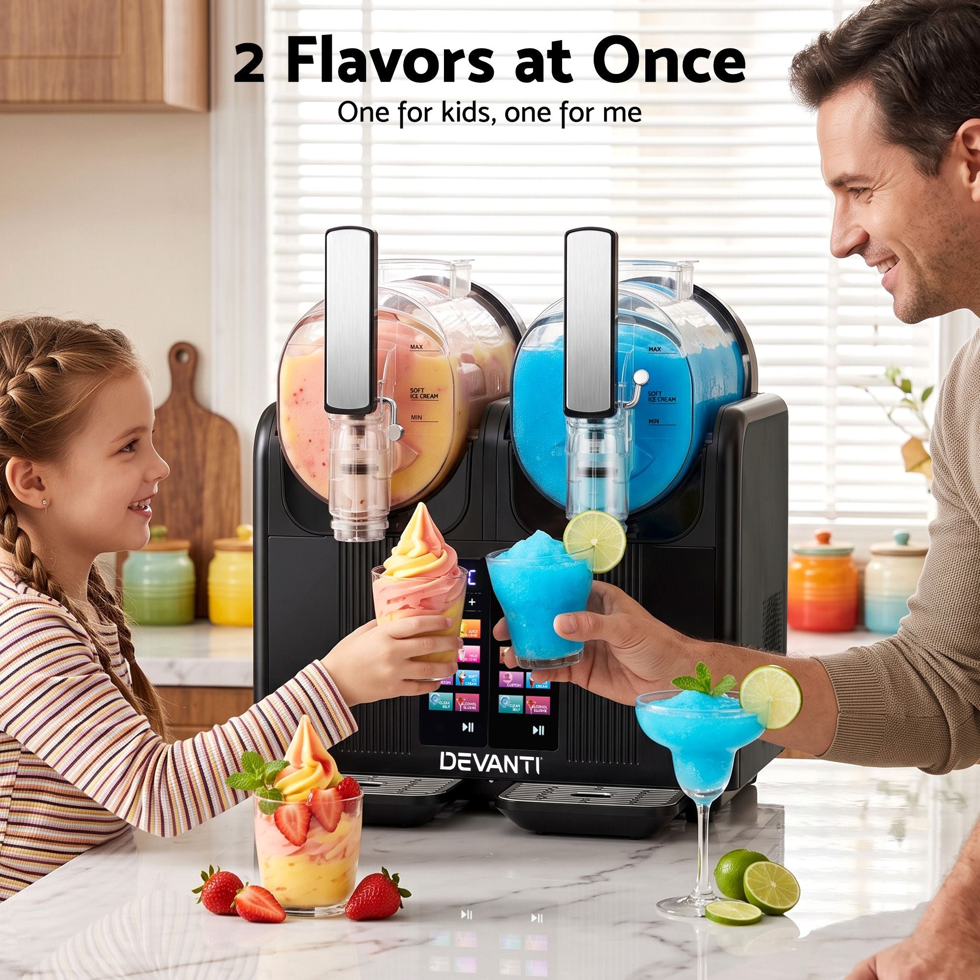 Devanti Slushie Machine 4L Dual Tanks Frozen Drink Ice Cream Maker