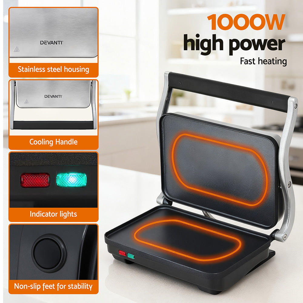 Toasters & Grills: Devanti 3 in 1 Sandwich Maker Steak Press Grill 1000W