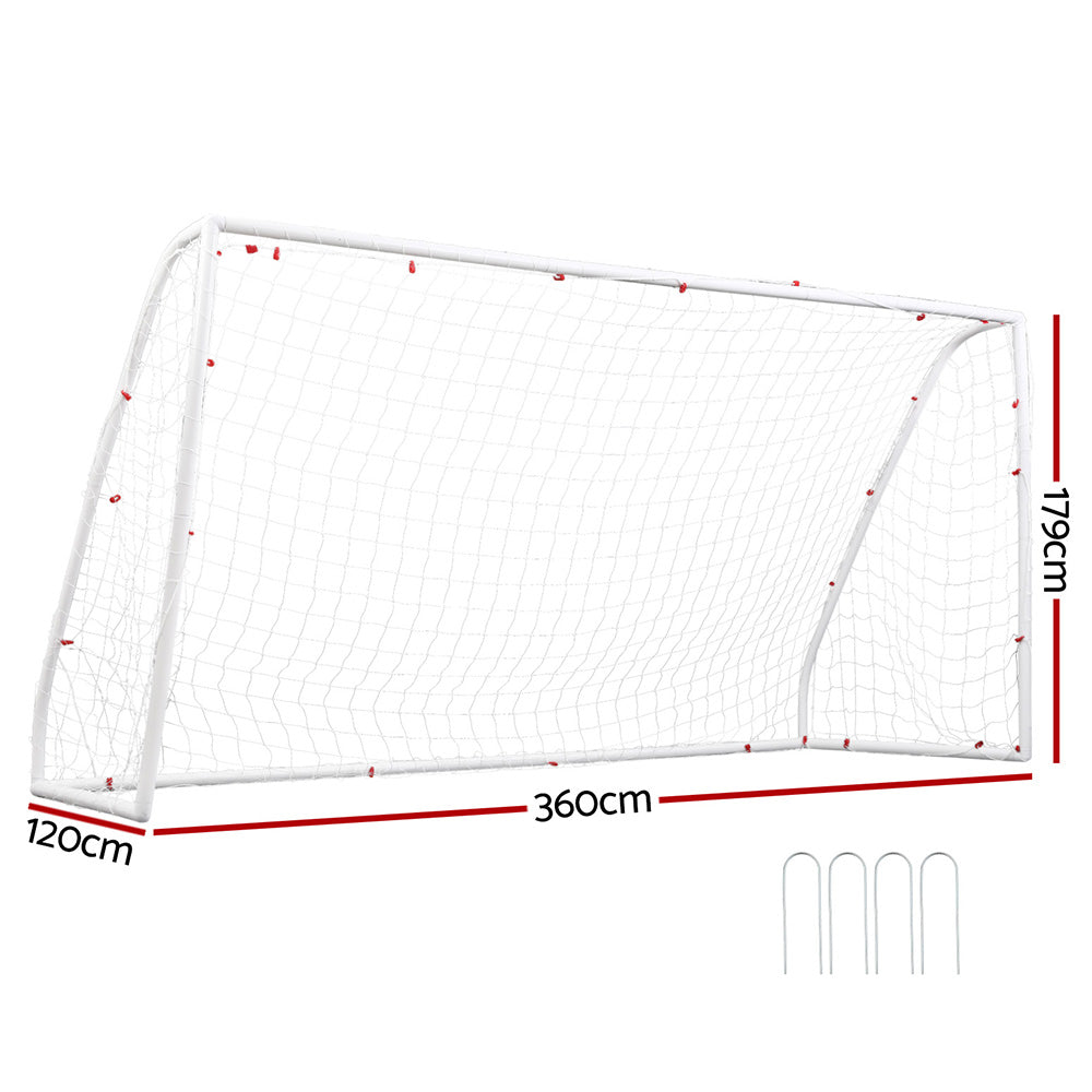 Soccer & Soccer Accessories: Everfit 12FT Soccer Football Goal Net UPVC Frame with PE Mesh Weatherproof Portable Goals for Backyard Training Competitive Play