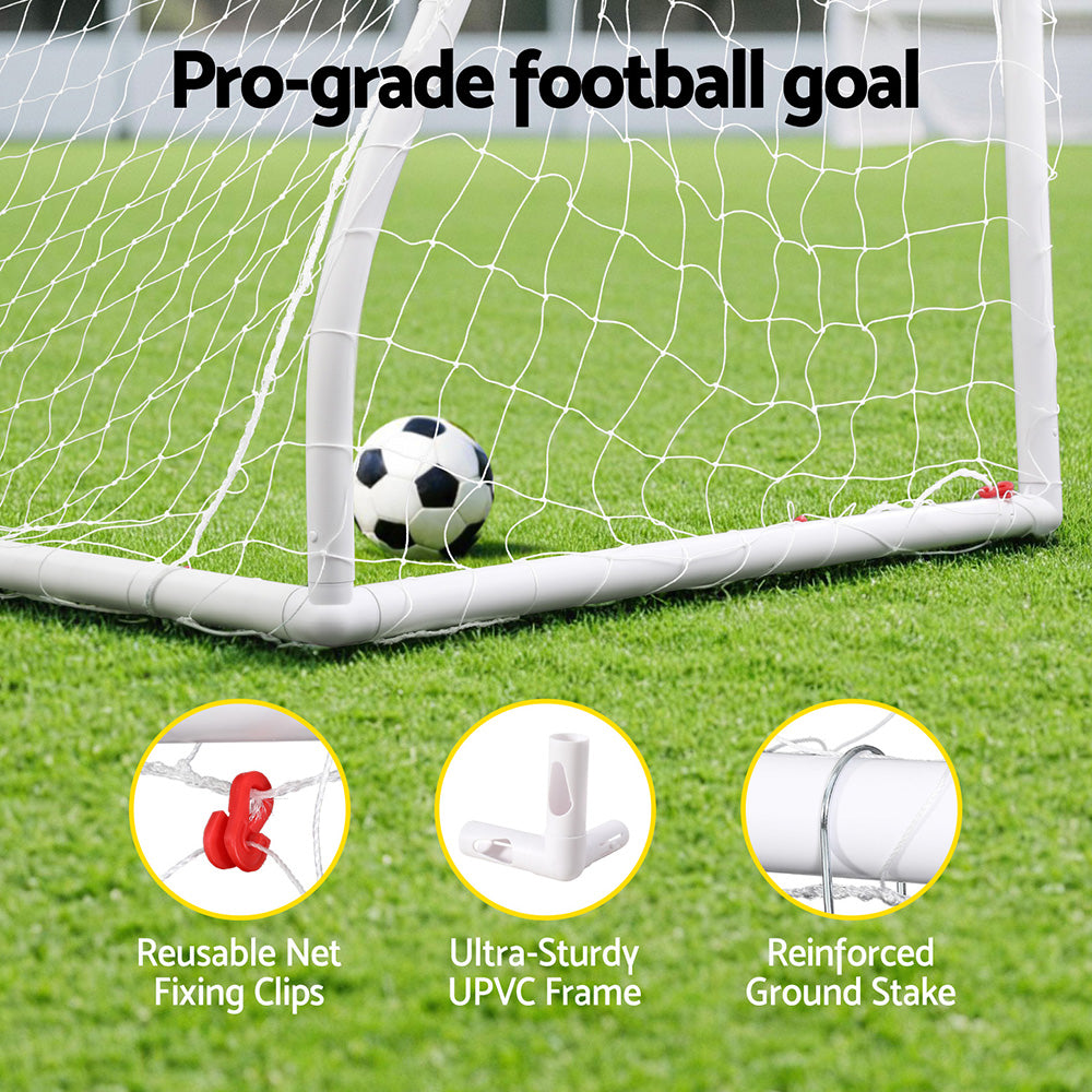 Soccer & Soccer Accessories: Everfit 12FT Soccer Football Goal Net UPVC Frame with PE Mesh Weatherproof Portable Goals for Backyard Training Competitive Play