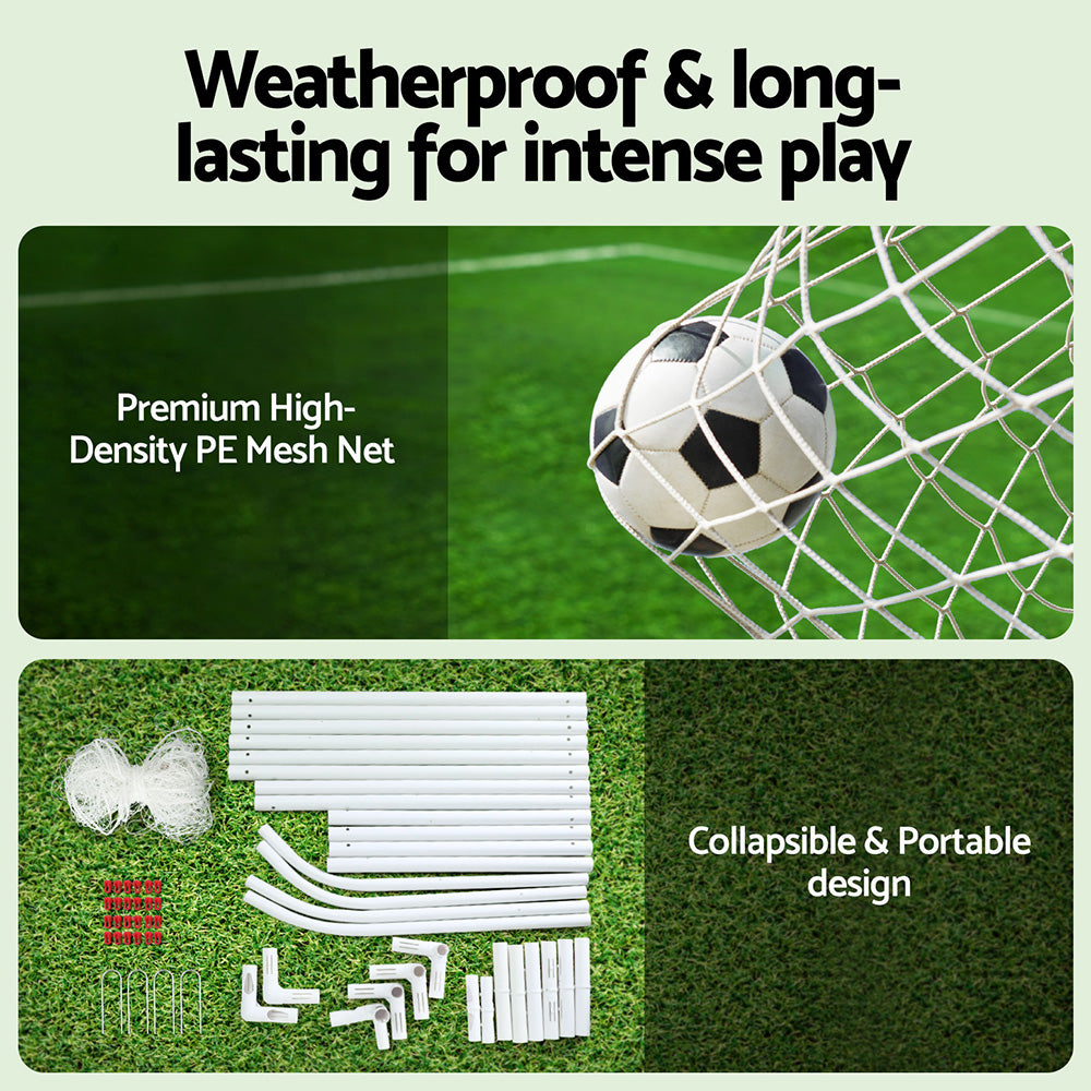 Soccer & Soccer Accessories: Everfit 12FT Soccer Football Goal Net UPVC Frame with PE Mesh Weatherproof Portable Goals for Backyard Training Competitive Play