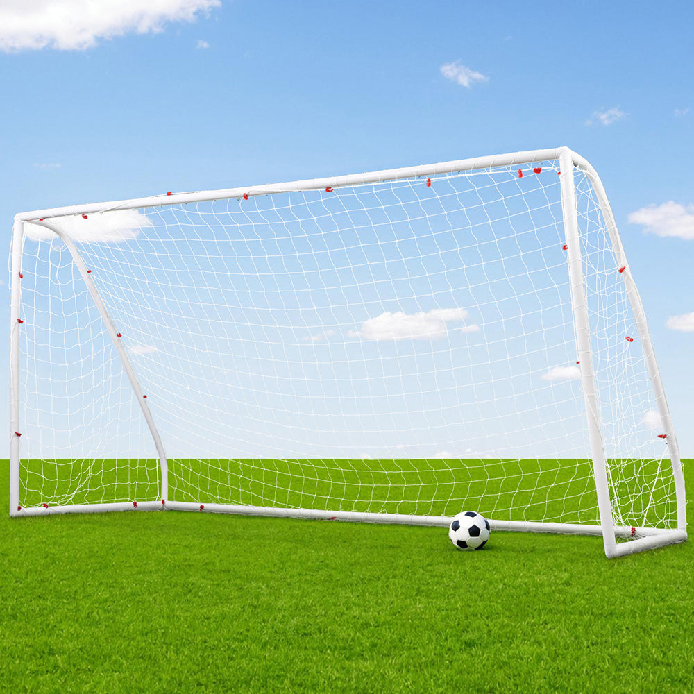 Soccer & Soccer Accessories: Everfit 12FT Soccer Football Goal Net UPVC Frame with PE Mesh Weatherproof Portable Goals for Backyard Training Competitive Play