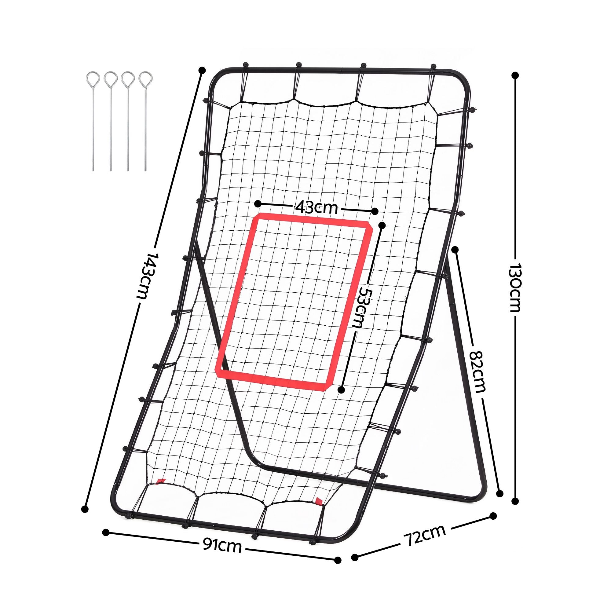 Everfit Baseball Rebounder Net Pitching Practice Target Screen 143cm