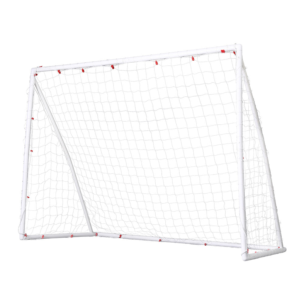 Soccer & Soccer Accessories: Everfit 8FT Soccer Football Goal Net UPVC Frame with PE Mesh Weatherproof Portable Goals for Backyard Training Competitive Play