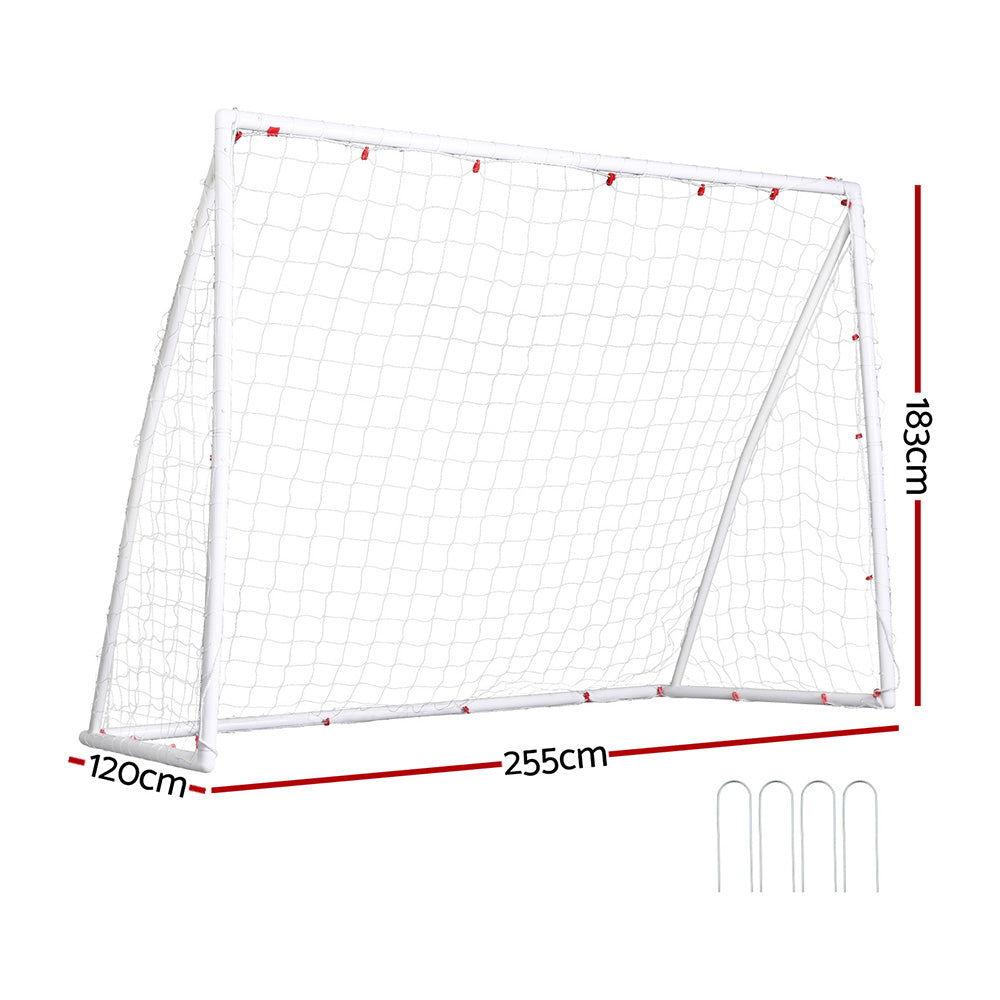 Soccer & Soccer Accessories: Everfit 8FT Soccer Football Goal Net UPVC Frame with PE Mesh Weatherproof Portable Goals for Backyard Training Competitive Play