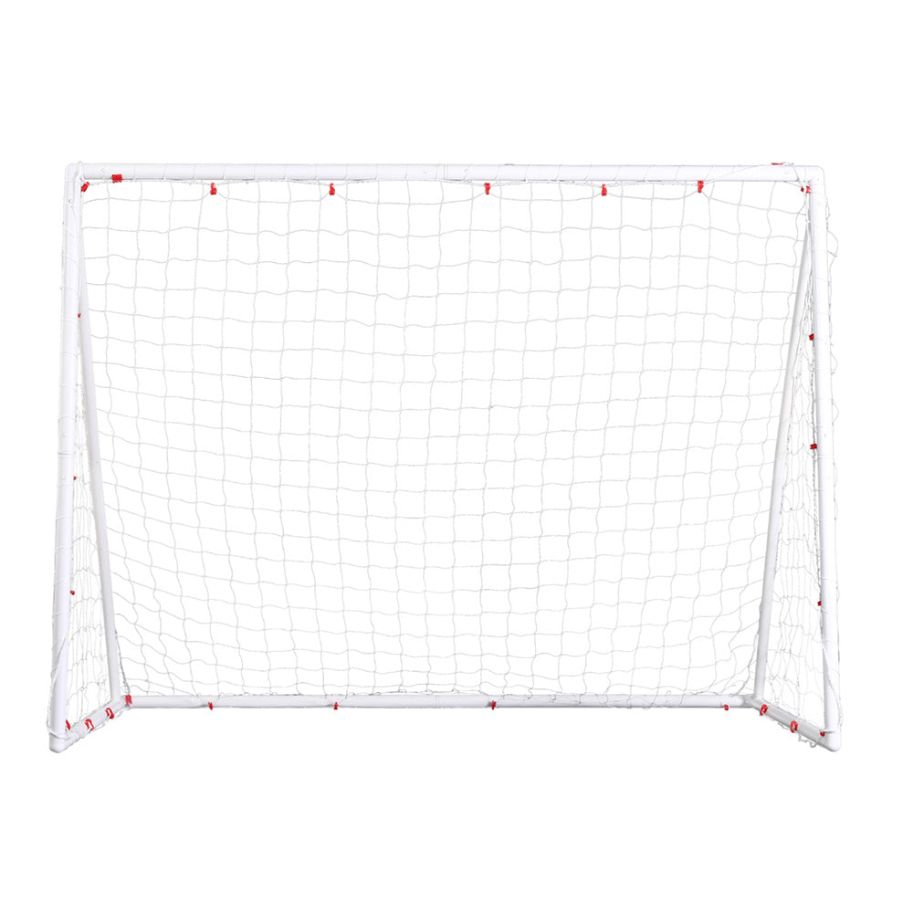 Soccer & Soccer Accessories: Everfit 8FT Soccer Football Goal Net UPVC Frame with PE Mesh Weatherproof Portable Goals for Backyard Training Competitive Play