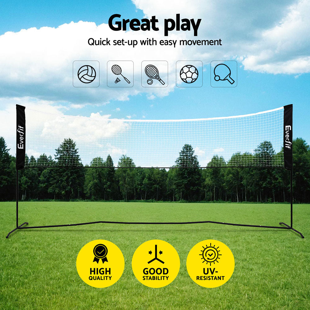 Netball & Netball Accessories: Everfit 3.6M Badminton Tennis Net Portable Volleyball Kit Adjustable Height