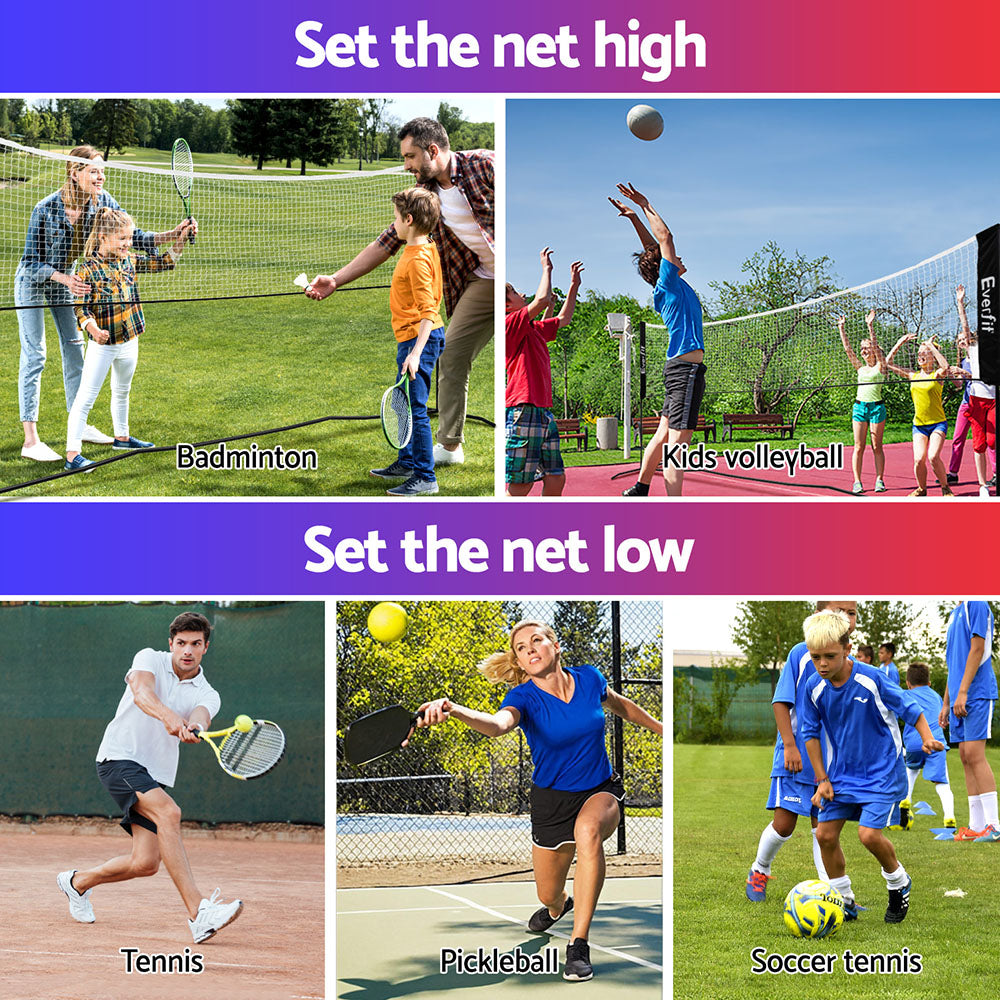 Netball & Netball Accessories: Everfit 3.6M Badminton Tennis Net Portable Volleyball Kit Adjustable Height