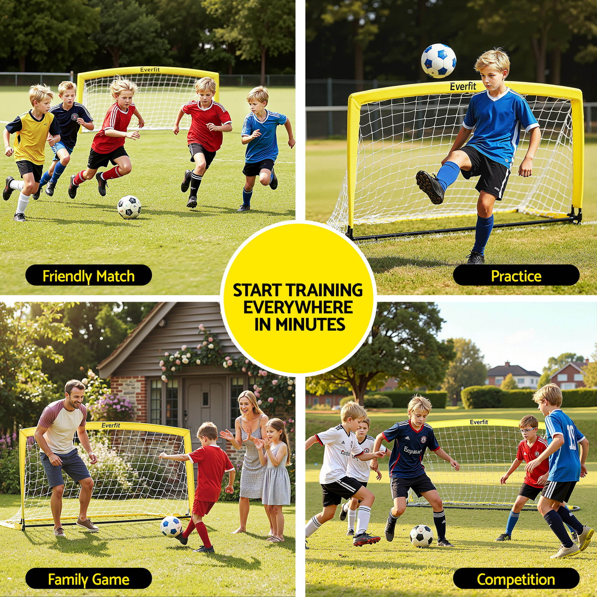Soccer & Soccer Accessories: Everfit 2m Football Soccer Net Portable Goal Net Rebounder Sports Training