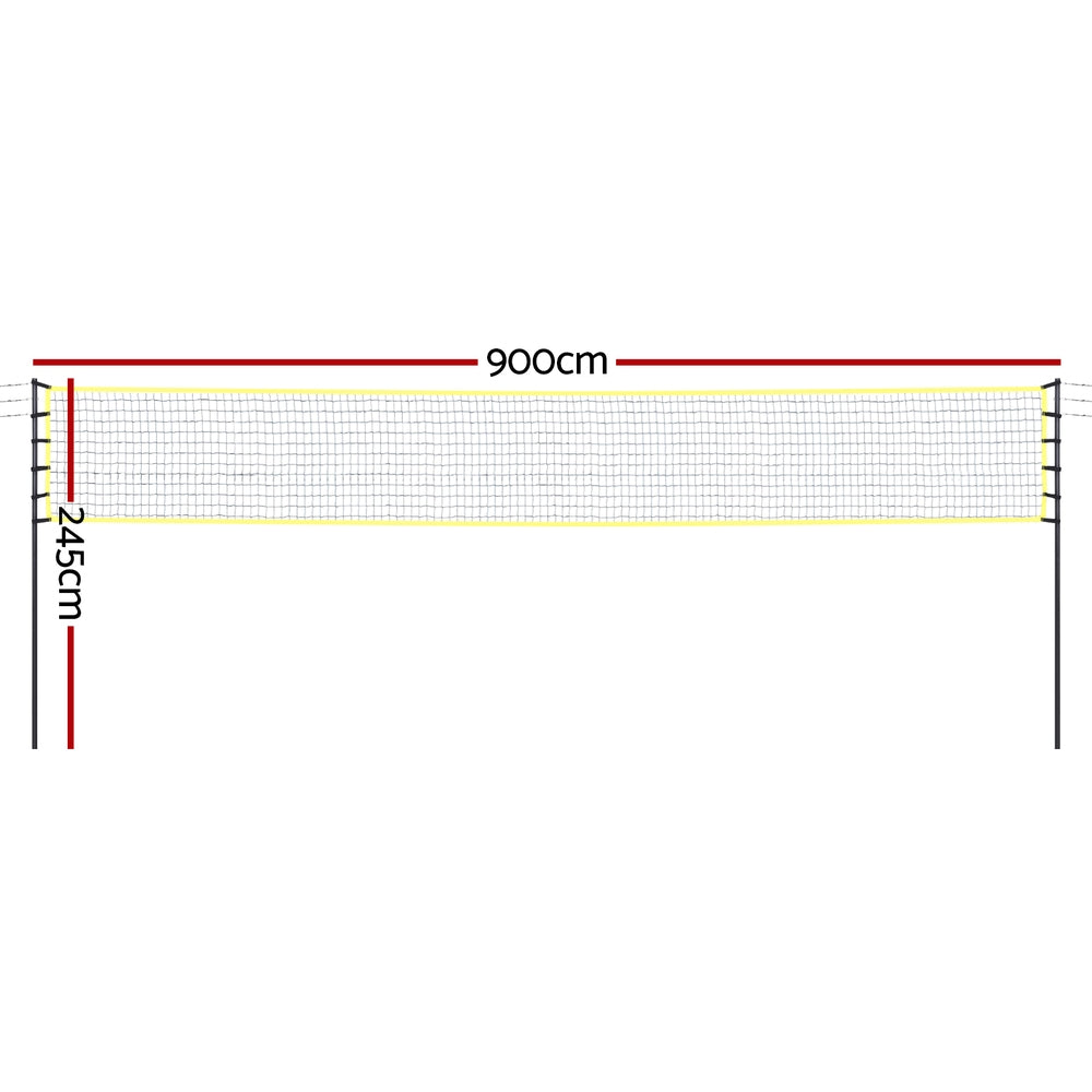 Tennis: Everfit 9M Portable Volleyball Net Set with Ball Boundary Lines Badminton Tennis