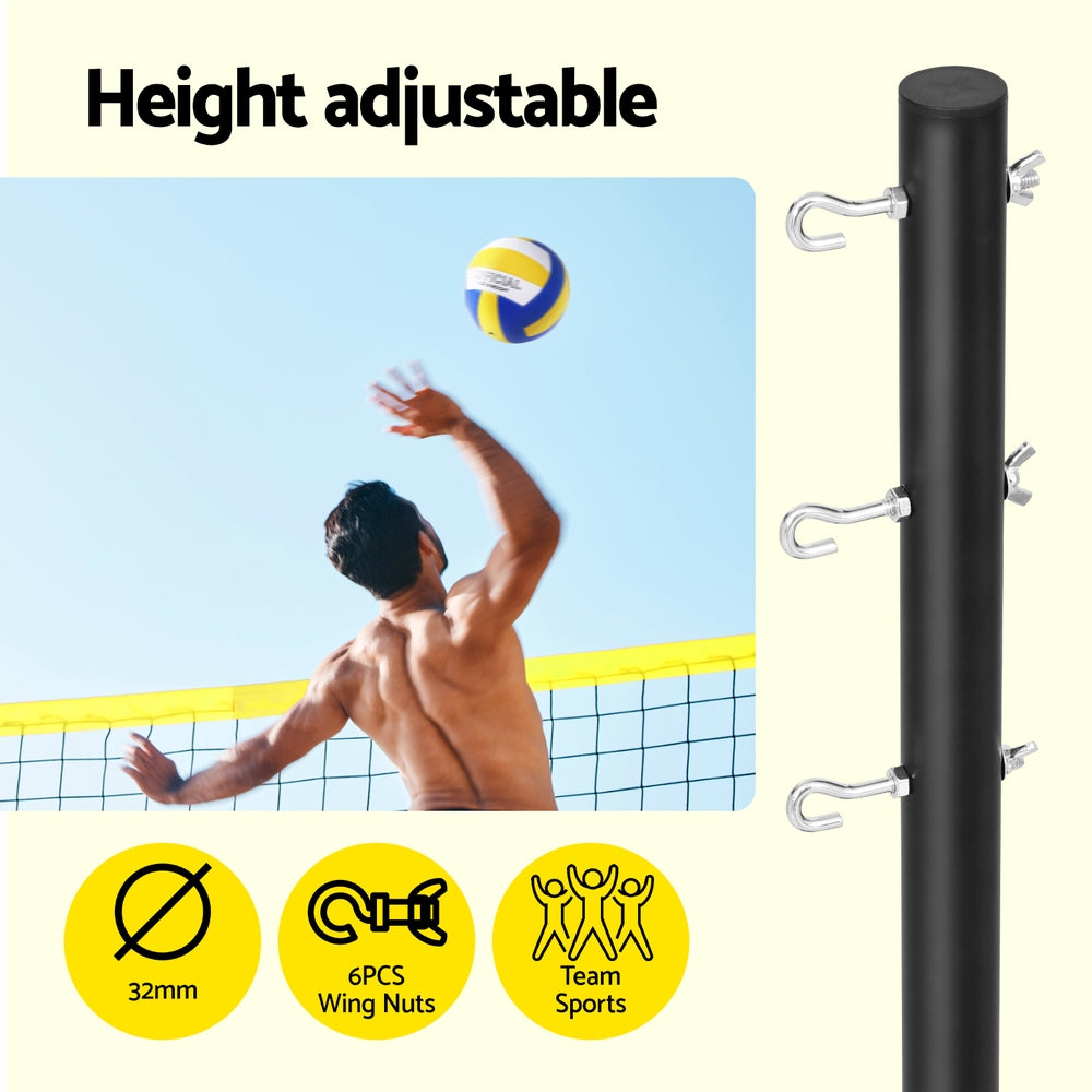 Tennis: Everfit 9M Portable Volleyball Net Set with Ball Boundary Lines Badminton Tennis