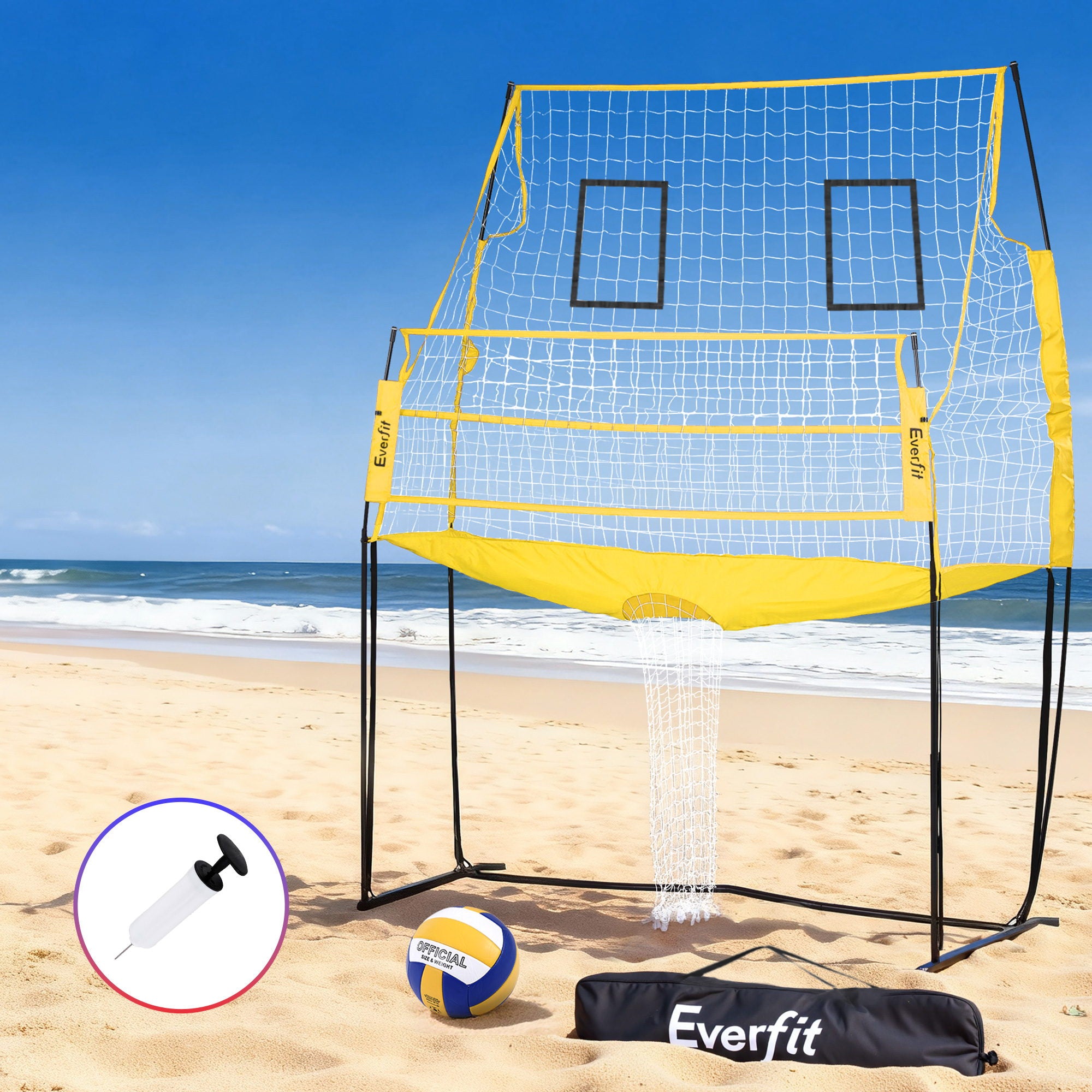Soccer & Soccer Accessories: Everfit 8ft Volleyball Net Free-standing Adjustable Height Portable with Ball and Bag