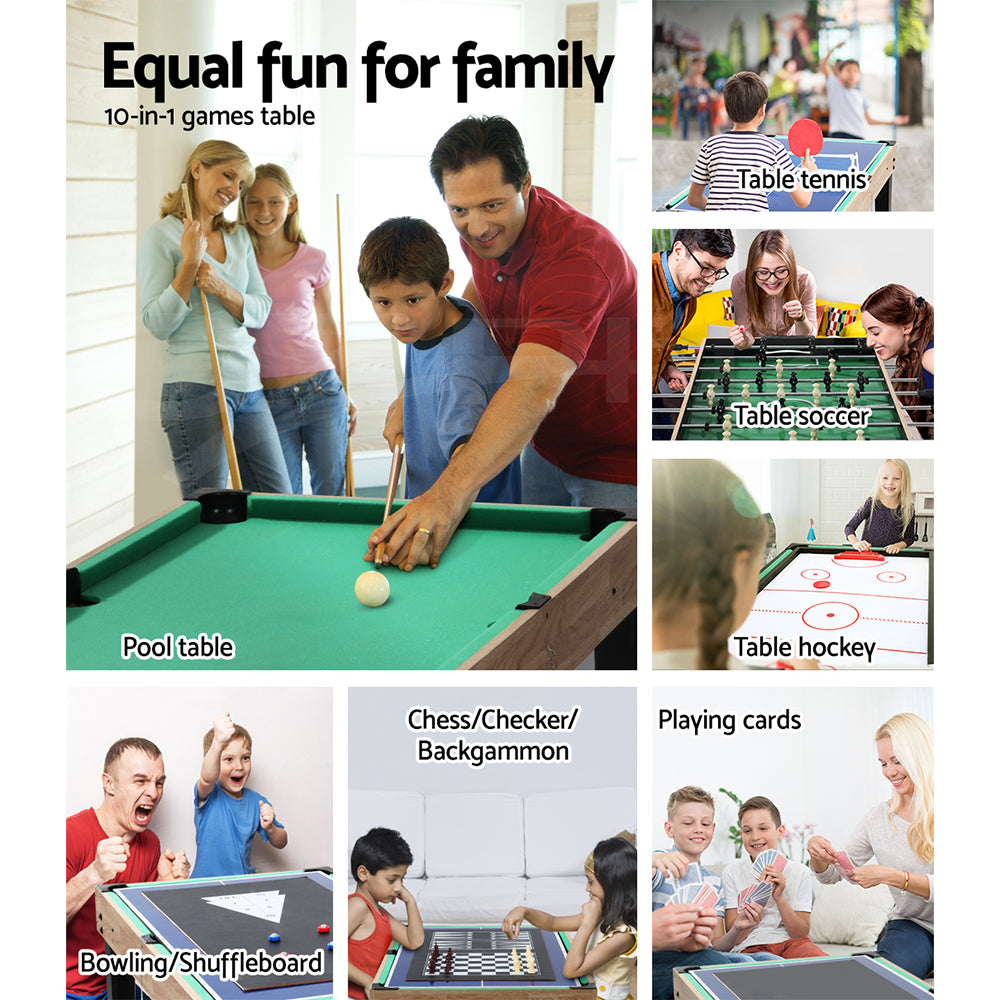 Activity Games: 10-in-1 Games Table Soccer Foosball Pool Table Tennis Air Hockey Chess Cards