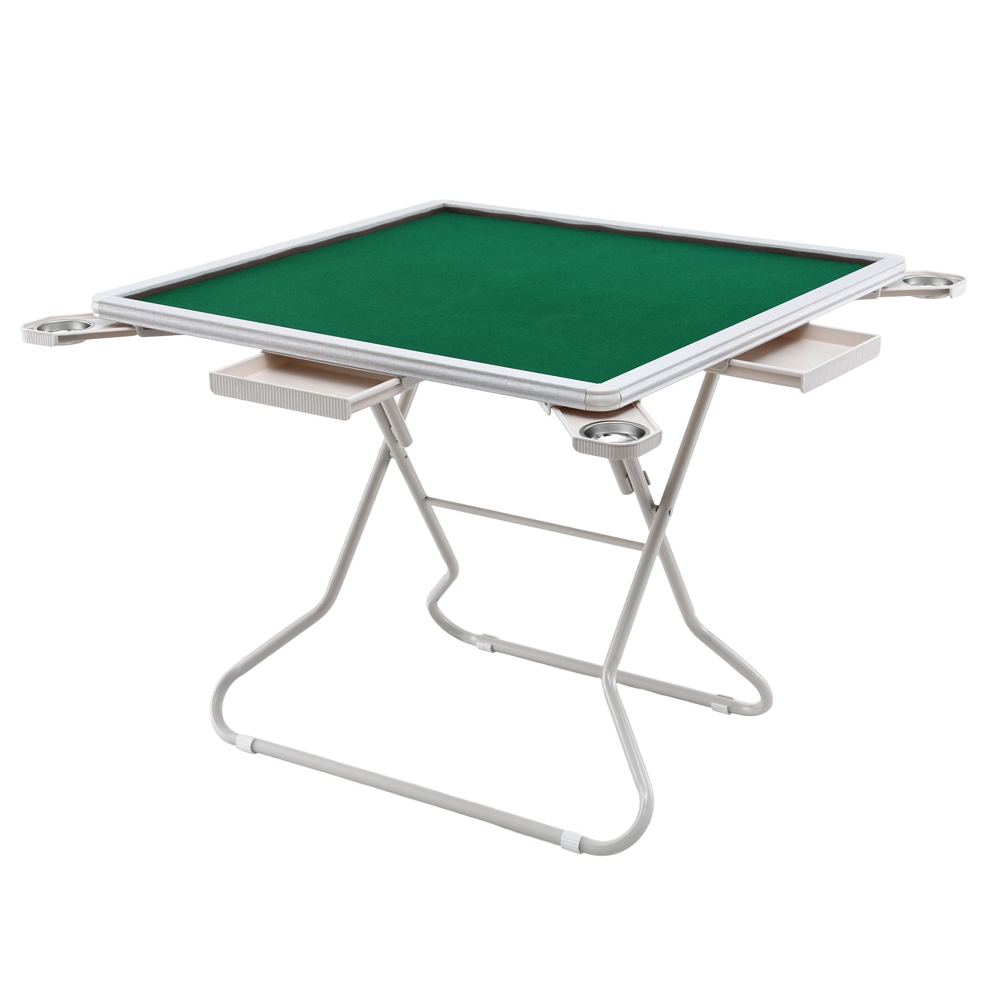 Activity Games: Folding Mahjong Table for Home with 4 Drawers and Cup Holders Green