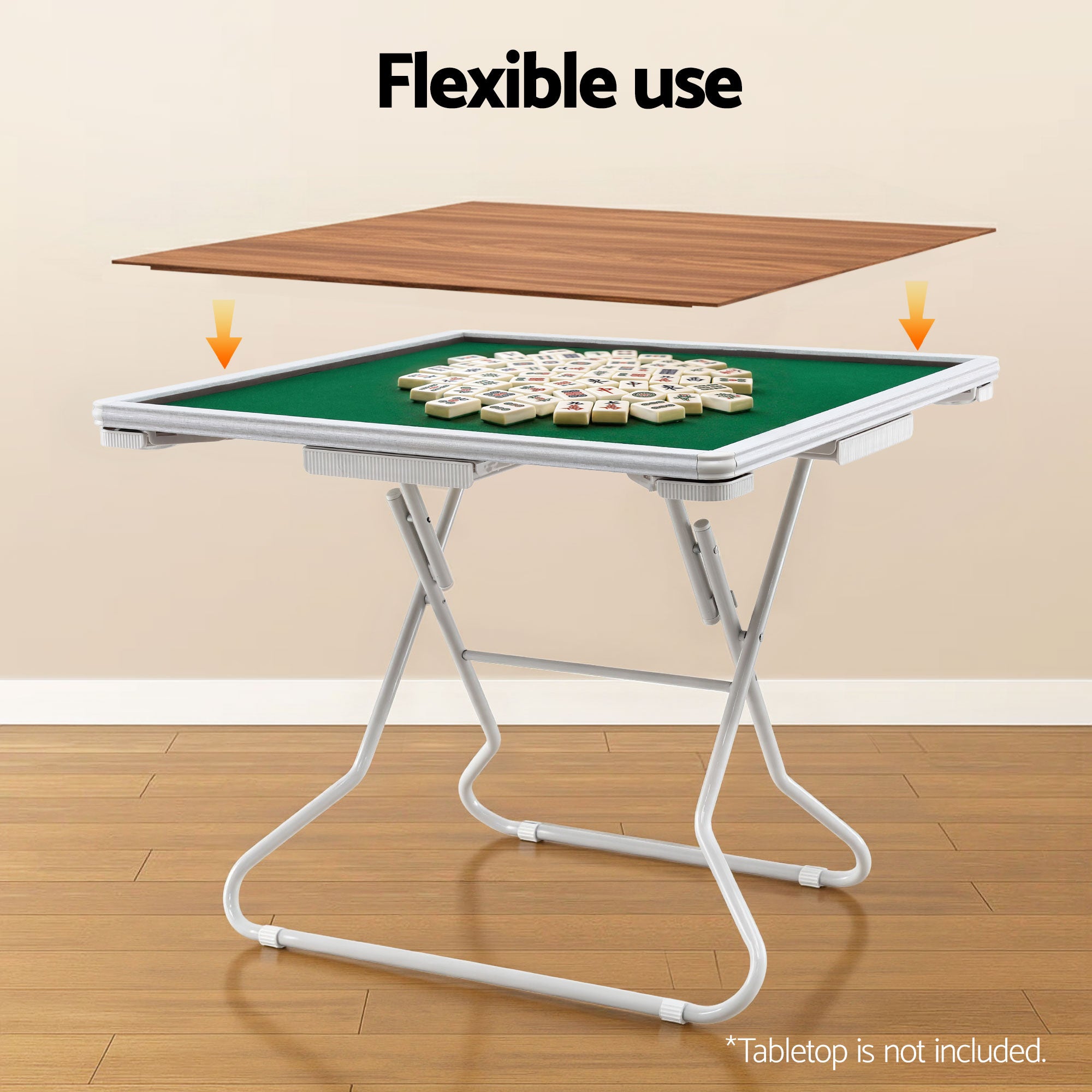 Activity Games: Folding Mahjong Table for Home with 4 Drawers and Cup Holders Green