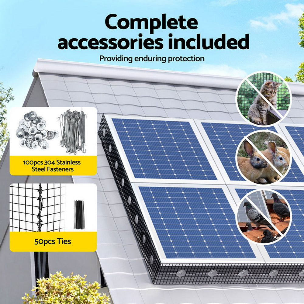 Portable Solar Panels: Gardeon 20cm x 30M Solar Panel Bird Guard Mesh Critter Guard Roll Kit with Rust-Proof PVC Coating